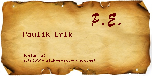 Paulik Erik névjegykártya